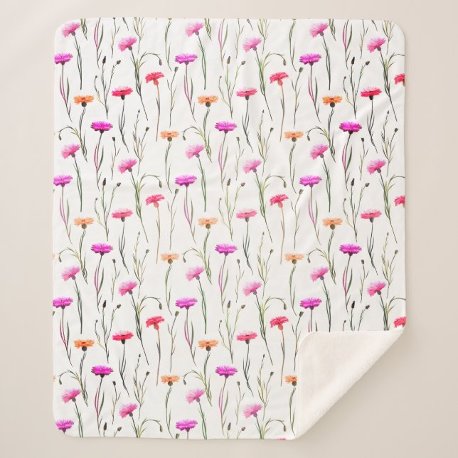 Cobertor Sherpa Bonito cravos com padrão de caule (Frente)