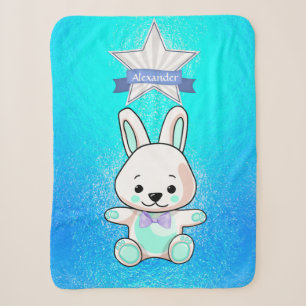 Cobertor Sherpa Bonito, Engraçado, Smiley Bunny Name Personalize