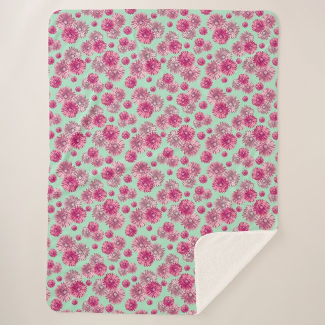 Cobertor Sherpa Bonito Gerbera Daisy Flowers Soft (Frente)