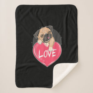 Cobertor Sherpa Bonito Pug Dog Hearts Pug Dia de os namorados Gift