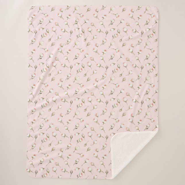 Cobertor Sherpa Bonito Rosas Brancas Rosa Floral (Frente)