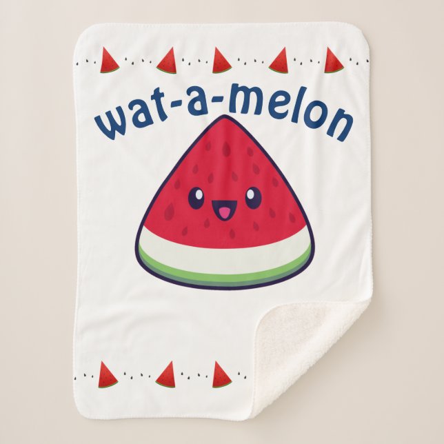 Cobertor Sherpa Bonito Sorriso Kawaii Watermelon (Frente)