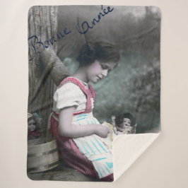 Cobertor Sherpa Bonne Année Vintage Girl com Dolll