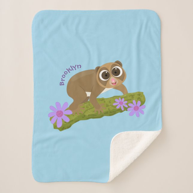 Cobertor Sherpa Bons e felizes loris em desenhos animados (Frente)