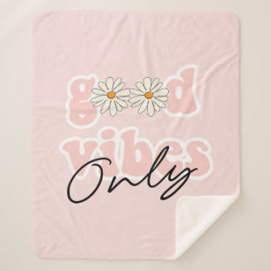 Cobertor Sherpa Bons Vibes Apenas Slogan Hippie dos anos 70