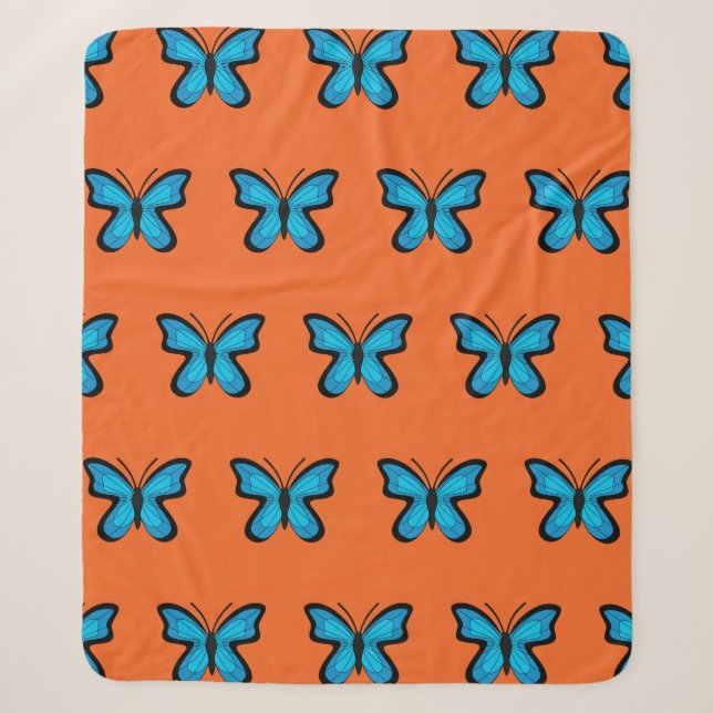 Cobertor Sherpa Borboleta Azul (Frente)