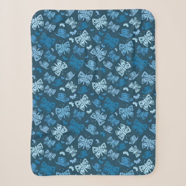 Cobertor Sherpa Borboleta Azul Caprichosa (Frente)