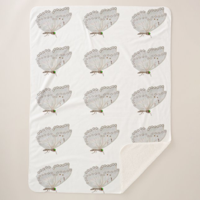Cobertor Sherpa Borboleta branca Sherpa Blanket (Frente)