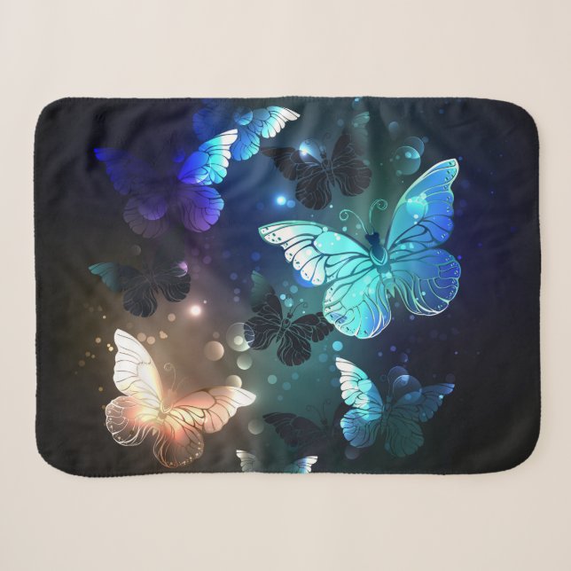 Cobertor Sherpa Borboleta Noturna Flutuante (Frente (Horizontal))