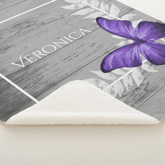 Cobertor Sherpa Borboleta Roxa Personalizada (3/4)