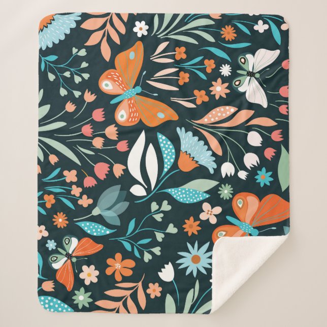 Cobertor Sherpa Borboletas, borboletas decorativas sem costura (Frente)
