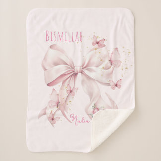 Cobertor Sherpa Borboletas com Laço Rosa