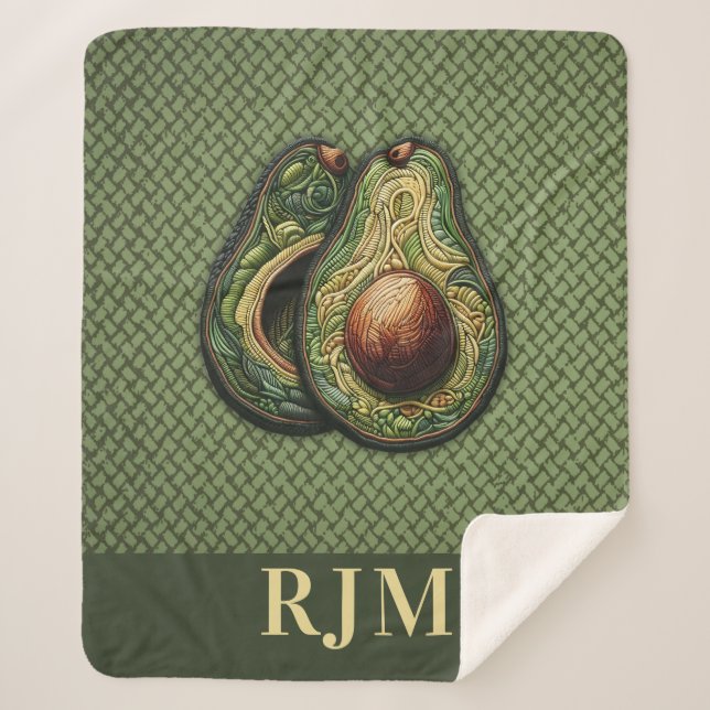 Cobertor Sherpa Bordado do Faux do Avocado Lover (Frente)