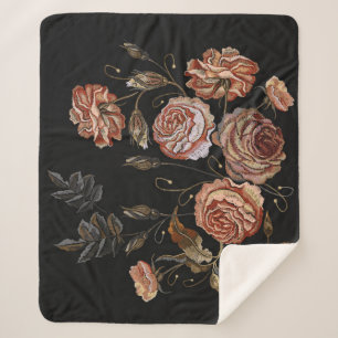 Cobertor Sherpa Bordados clássicos entalhes vintage do padrão de