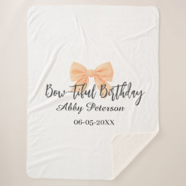 Cobertor Sherpa Bow-tiful birthday orange bow name date simple pas