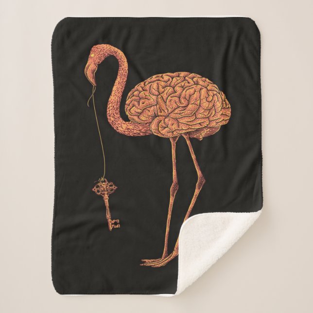 Cobertor Sherpa Brainingo Flamingo cobertor| presente para amante (Frente)
