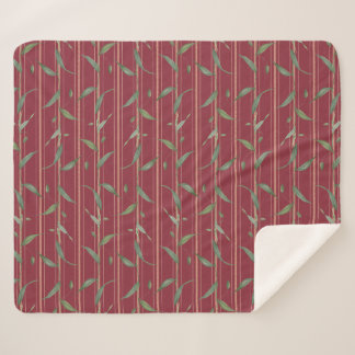 Cobertor Sherpa Branch of leaves on red wallpaper