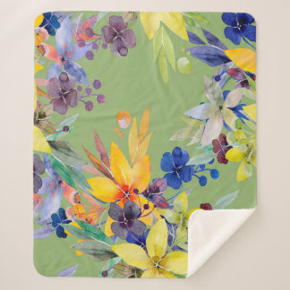 Cobertor Sherpa Branch watercolor seamless pattern. Image on white