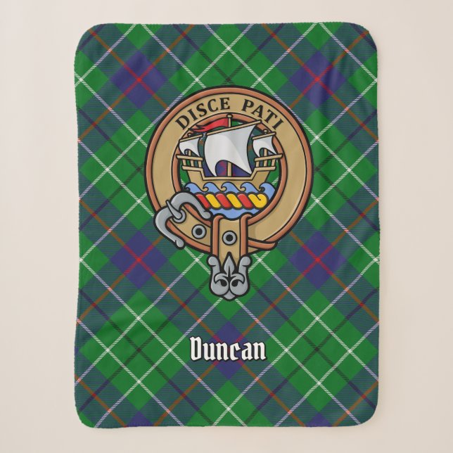 Cobertor Sherpa Brasão do Clã Duncan sobre Tartan (Frente)