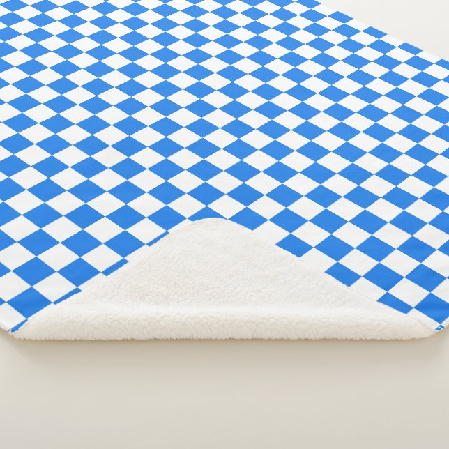 Cobertor Sherpa Bright Blue and White Checkers (3/4)
