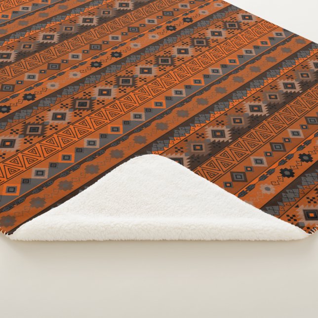 Cobertor Sherpa Bright ethnic striped pattern. (3/4)