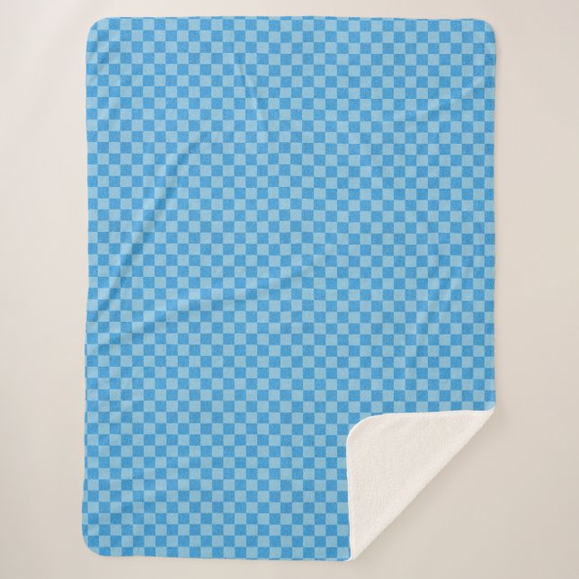 Cobertor Sherpa Brilho Azul Xadrez (Frente)