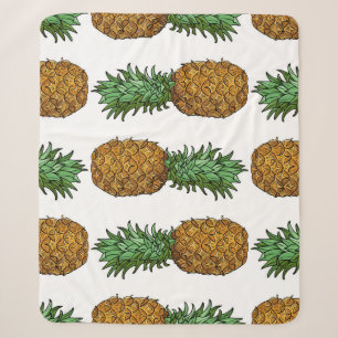 Cobertor Sherpa Brilho do abacaxi: Ilustração tropical de verão