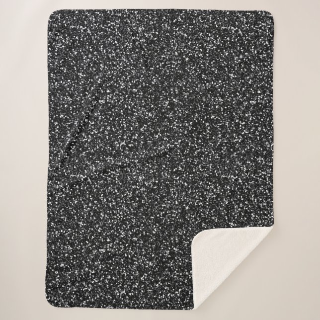 Cobertor Sherpa Brilho Preto Cinza (Frente)