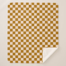 Cobertor Sherpa Brown and beige checkerboard pattern