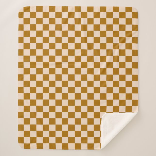 Cobertor Sherpa Brown and beige checkerboard pattern (Frente)
