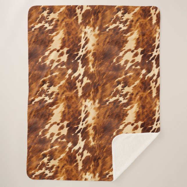 Cobertor Sherpa Brown Cowhide (Frente)
