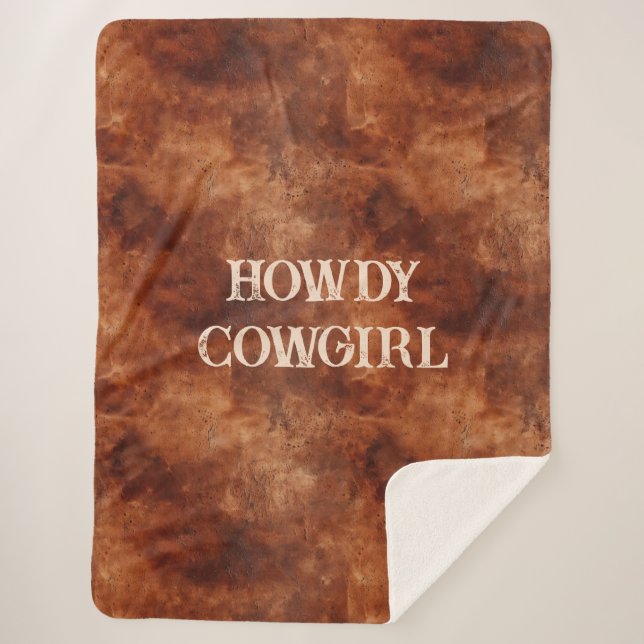 Cobertor Sherpa Brown Ocidental Howdy Cowboy Brown (Frente)