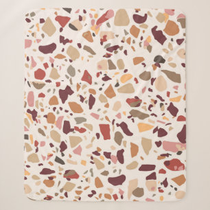 Cobertor Sherpa Brown terrazzo: vintage, trendy padrão.