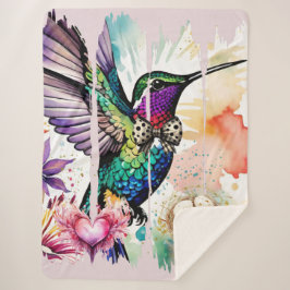 Cobertor Sherpa Brushstroke Bird Art