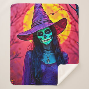 Cobertor Sherpa Bruxa do Halloween com Design