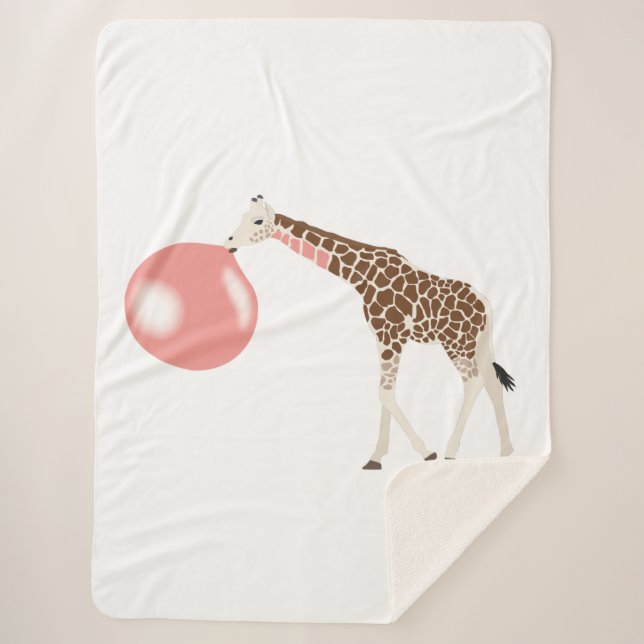 Cobertor Sherpa Bubble Gum Giraffe Soprando Bolha (Frente)