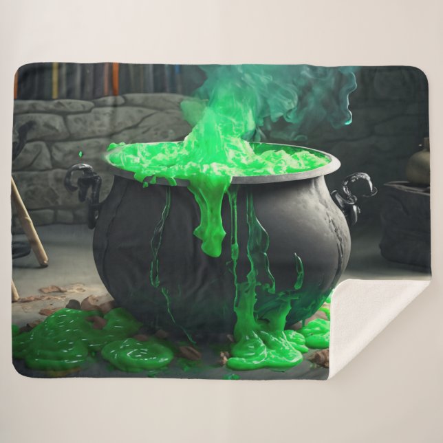 Cobertor Sherpa Bubbling Witch's Cauldron Halloween (Frente (Horizontal))
