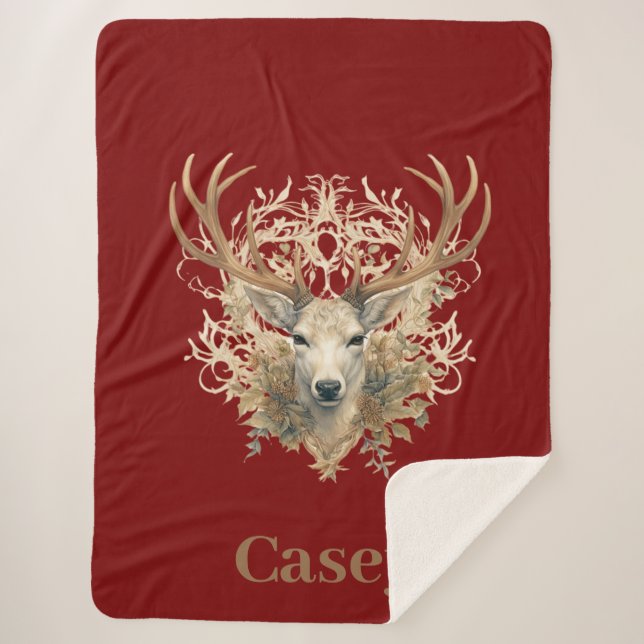 Cobertor Sherpa Buck majestoso - Nome personalizado (Frente)