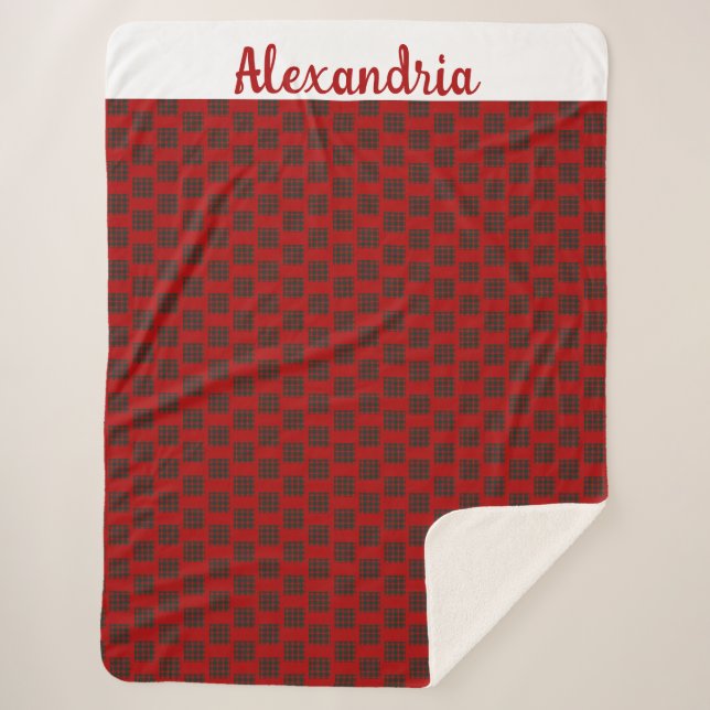 Cobertor Sherpa Buffalo de Natal de Nome Personalizado Grande (Frente)