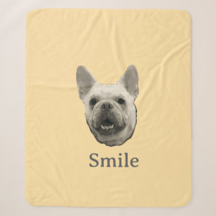 Cobertor Sherpa Bulldog Francês Sorriso Bege