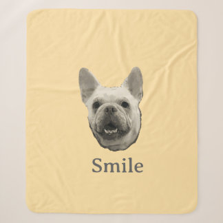 Cobertor Sherpa Bulldog Francês Sorriso Bege