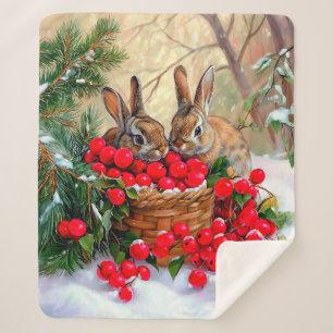 Cobertor Sherpa Bunnies & Berries Sherpa Blanket