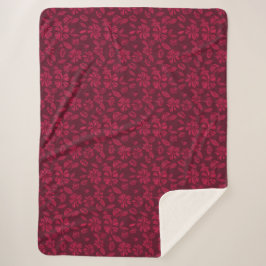 Cobertor Sherpa Burgundy Vintage Floral