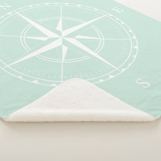 Cobertor Sherpa Bússola Náutica Azul e Branco