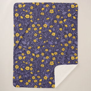 Cobertor Sherpa Buttercups, amarelo e violeta