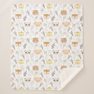 Cobertor Sherpa Cabeça Animal Adorável E Padrão Floral