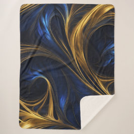 Cobertor Sherpa Cabeça de Abstrato Dourada azul