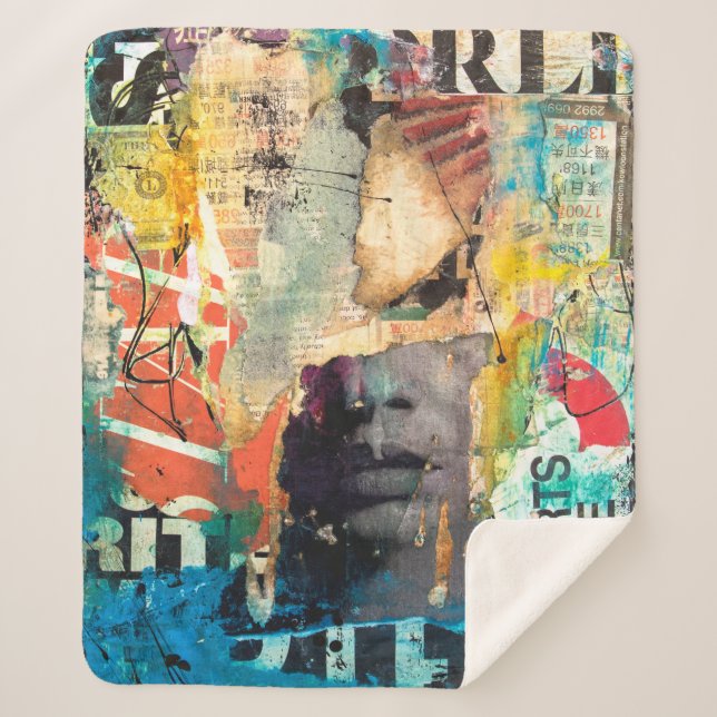 Cobertor Sherpa Cabeça de Colagem (Frente)