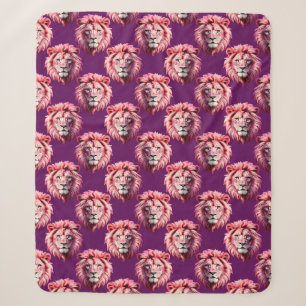 Cobertor Sherpa Cabeça de Leão Rosa Desenho de Estampa de Animal R