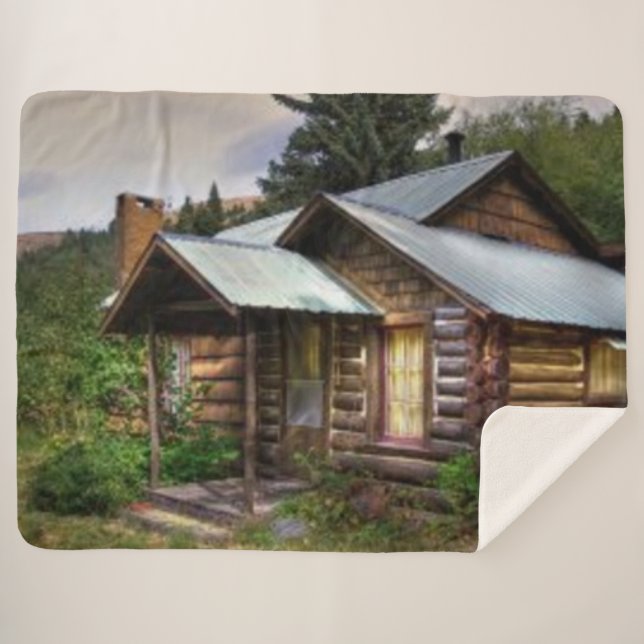 Cobertor Sherpa CABIN in the WOODS (Frente (Horizontal))